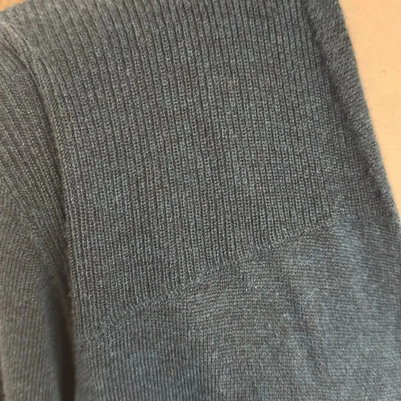 Loft Ribbed Yoke Open Long Cardigan Size XL Teal Green Blue Lightweight - Picture 3 of 7